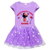 Girls Yarn Skirt Name Custom Birthday Celebration Cartoon Mouse Long And Short Sleeve Dress