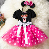 Girls Drinks Mouse Puffy Polka Dots Tutu Dress With Headbands