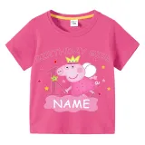 Girls Clothing Name Custom Birthday Celebration Cartoon Piggy Family T-shirts