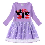 Girls Yarn Skirt Cartoon Mouse For Sisters Long And Short Sleeve Dress