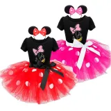 Girls Duck Puffy Polka Dots Tutu Dress With Headbands