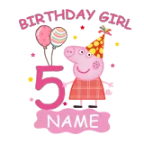 Girls Clothing Name Custom Birthday Celebration Cartoon Piggy Family T-shirts