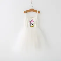 Girls Multicolor Puffy Slip Cartoon Duck Tutu Dress
