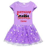 Girls Yarn Skirt Name Custom Birthday Celebration Cartoon Mouse Long And Short Sleeve Dress