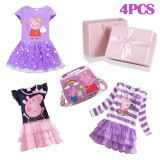 4PCS Girls Birthday Pig Dress Bag Birthday Gift Set With Gift Box