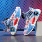 Toddler Kids Unisex Breathable Rotary Buttons High Top Thick-soled Basketball Sneaker Shoes