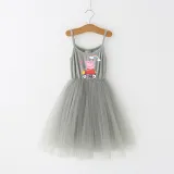 Girls Multicolor Puffy Slip Cartoon Piggy With Rainbow Tutu Dress