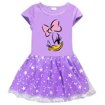 Girls Yarn Skirt Cartoon Duck Long And Short Sleeve Dress