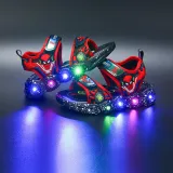Toddler Kids Boy LED Light Up Spider Summer Sandal Shoes