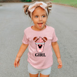 Girls Multicolor Clothing Top Cartoon Mouse Pink Drinks Family T-shirts