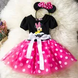 Girls Mini Puffy Polka Dots Tutu Dress With Headbands