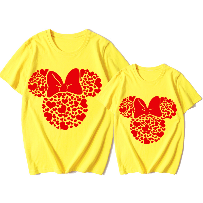 Mommy and Me Matching Clothing Top Cartoon Mice Heart Family T-shirts