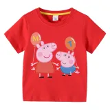 Kids Clothing Top For Boys And Girls Cartoon Pig With Balloons Family T-shirts