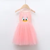 Girls Multicolor Puffy Slip Cartoon Duck Head Tutu Dress