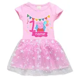 Girls Yarn Skirt Name Custom Birthday Celebration Cartoon Piggy Long And Short Sleeve Dress