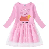 Girls Yarn Skirt Cartoon Piggy With Doll Long And Short Sleeve Dress