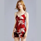 Women 2 Pieces Satin Silk Sleepwear Sling Top and Shorts Pajamas Set