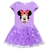 Girls Yarn Skirt Cartoon Mouse Head Long And Short Sleeve Dress