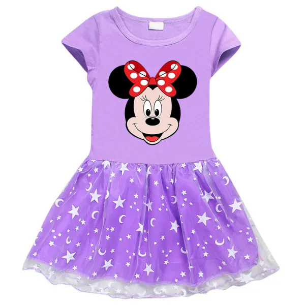 Girls Yarn Skirt Cartoon Mouse Head Long And Short Sleeve Dress