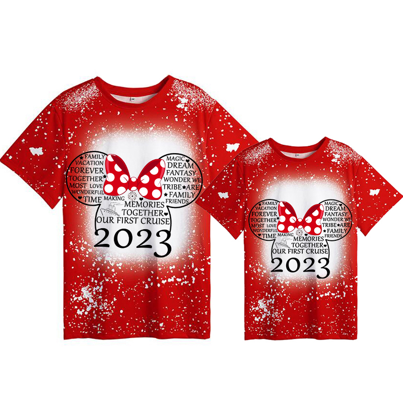 Mommy and Me Matching Clothing Top Cartoon Mice 2023 Slogan Tie Dyed Family T-shirts