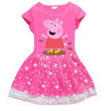 Girls Yarn Skirt Cartoon Happy Piggy Long And Short Sleeve Dress