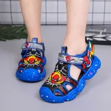 Toddler Kids Boy LED Light Up Closed Toe Spider Summer Sandals Shoes