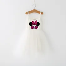 Girls Multicolor Puffy Slip Cartoon Mouse With Heart Love Tutu Dress