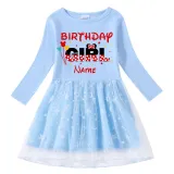 Girls Yarn Skirt Name Custom Birthday Celebration Cartoon Mouse Long And Short Sleeve Dress