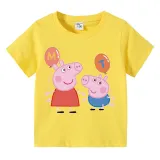 Kids Clothing Top For Boys And Girls Cartoon Pig With Balloons Family T-shirts