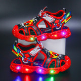 Toddler Kids Boy LED Light Up Closed Toe Spider Summer Sandals Shoes
