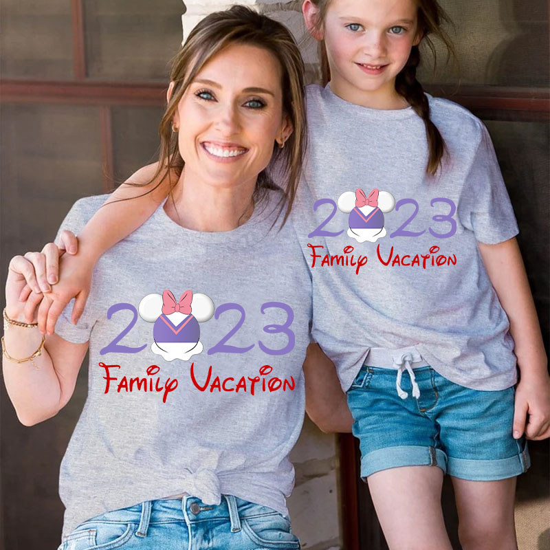 Mommy and Me Matching Clothing Top Cartoon Mice Duck 2023 Family Vacation Family T-shirts