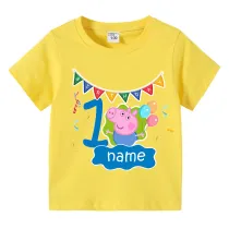 Boys Clothing Top Vests T-shirts Sweaters Name Custom Birthday Celebration Cartoon Piggy Boy Tops