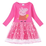 Girls Yarn Skirt Cartoon Piggy With Doll Long And Short Sleeve Dress