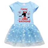 Girls Yarn Skirt Name Custom Birthday Celebration Cartoon Mouse Long And Short Sleeve Dress