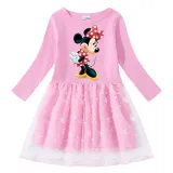 Girls Yarn Skirt Cartoon Mouse Long And Short Sleeve Dress