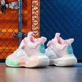 Toddler Kids Unisex Breathable Velcro Thick-soled Anti-collision Sneaker Basketball Shoes