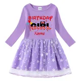 Girls Yarn Skirt Name Custom Birthday Celebration Cartoon Mouse Long And Short Sleeve Dress