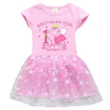 Girls Yarn Skirt Name Custom Birthday Celebration Cartoon Piggy Long And Short Sleeve Dress