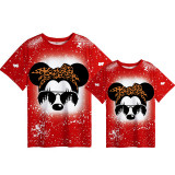 Mommy and Me Matching Clothing Top Cartoon Mice Leopard Sunglass Tie Dyed Family T-shirts