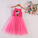 Girls Multicolor Puffy Slip Cartoon Mouse Sleeveless Dress