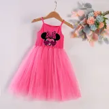 Girls Multicolor Puffy Slip Cartoon Mouse With Heart Love Tutu Dress