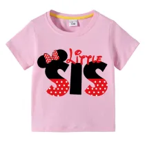 Girls Multicolor Clothing Top Cartoon Mouse Slogan Sisters Family T-shirts
