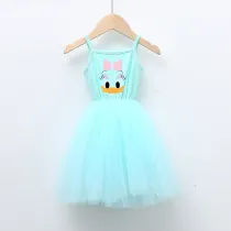 Girls Multicolor Puffy Slip Cartoon Duck Head Tutu Dress