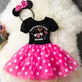 Girls Custom Name Birthday Celebration Mouse Puffy Polka Dots Tutu Dress With Headbands