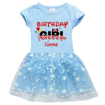 Girls Yarn Skirt Name Custom Birthday Celebration Cartoon Mouse Long And Short Sleeve Dress