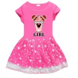 Girls Yarn Skirt Cartoon Mouse Drinks Long And Short Sleeve Dress