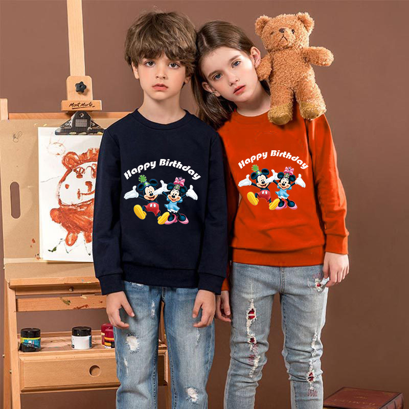 Kids Clothing Top Birthday Celebration For Boys And Girls Cartoon Mice Family Sweaters