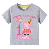 Girls Clothing Name Custom Birthday Celebration Cartoon Piggy Family T-shirts