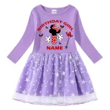 Girls Yarn Skirt Name Custom Birthday Celebration Cartoon Mouse Long And Short Sleeve Dress