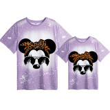 Mommy and Me Matching Clothing Top Cartoon Mice Leopard Sunglass Tie Dyed Family T-shirts